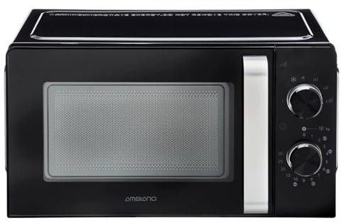 Ambiano Mikrowelle ca. 700 Watt Leistung ca. 17 Liter Kapazität Freistehend mit Drehteller 6 Stufen Auftaufunktion SGS/GS-Zeichen schwarz