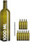 Bottiglia per Olio Verde in Vetro, 1000 ml, Set di 10 Bottiglie con 10 Tappi, Riutilizzabile