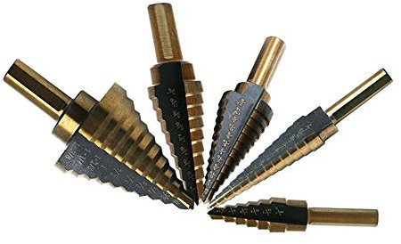 Broca escalonada, broca escalonada de carburo, 5 piezas, broca escalonada de cobalto HSS, caja de aluminio, juego de brocas de perforación de múltiples orificios for metal, madera, cortador de orifici