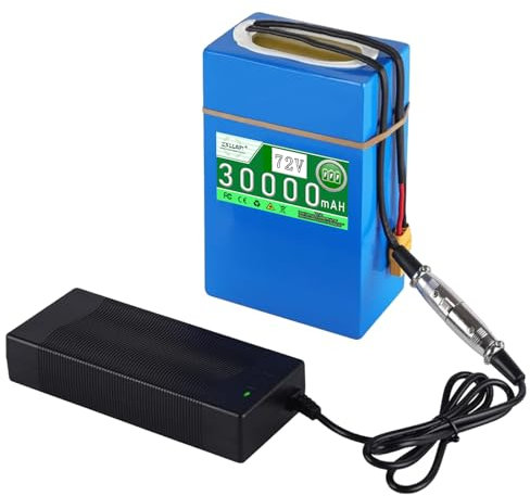HTDRE Batterie au Lithium 72 Volts 72V 20Ah 30Ah Batterie au Lithium 72V Batterie Lithium ION 72V avec Chargeur et Coque en PVC pour kit Moteur 250W 2000W