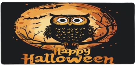 Mexpekil Large Mouse Mat Cute Owl Moon Halloween Non-Slip Xl Mouse Pad 900x400 MM, Long Gaming Keyboard Mat With Rubber Base For Office Extended Computer Desk Pad