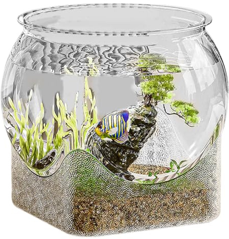 Rundes Aquarium, Transparentes Rundes Aquarium Ohne Deckel, Büro-goldfischglas, Kugelaquarium PET Bruchsicherer Fischschale, Tragbar Und Ideal Für Heimdekoration Und Vase