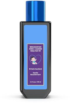 Ayurvedic Baby Hair Oil – 100ml | With Organic Ghee, Almond, Coconut & Olive Oil | 18 Ayurvedic Herbs for Hair Growth & Scalp Nourishment | Gentle & Natural Hair Oil for Babies