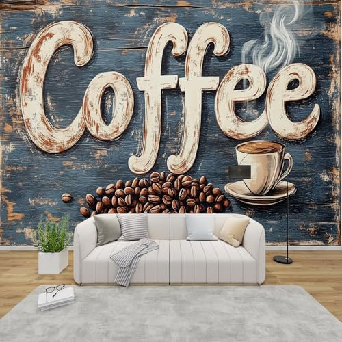 PaxGloz Fototapete Kaffee Tapete Küche Retro Cafe Tapeten Vliestapete Modern Wandtapete Wohnzimmer Schlafzimmer Kinderzimmer Wanddeko Motivtapeten 200 x 140 cm (B x H)