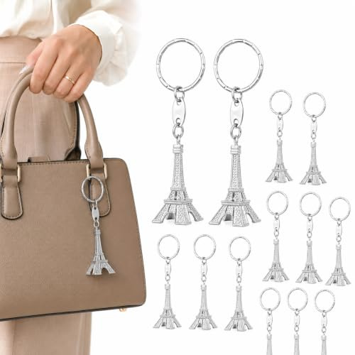 Beavorty Lot De 12 Porte-CléS Tour Eiffel En Alliage Argent | Argent Et Alliage, Lot De 12, DéCoration Maison Et Sac À Dos, Cadeau Voyage, Accessoires Décoratifs Souvenirs France