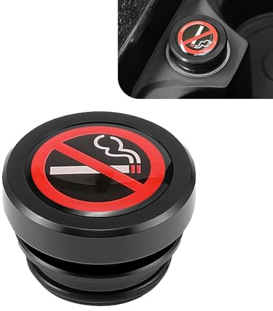 Bawkars Car Cigarette Lighter Plug Cover, Aluminum Dust-proof Plugs Safety Cigarette Lighter Cover, No Smoking Sign Socket Cap Fit for Most Vehicles with Standard 12 Volt Power Source (Black)