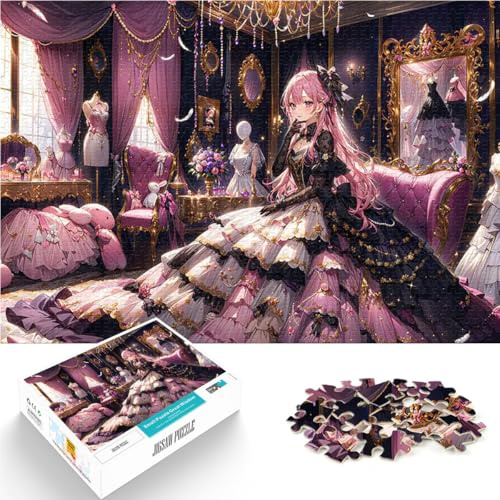 Puzzle für Erwachsene mit 1000 Teilen Schwierig und herausfordernd Anime-Mädchen im eleganten Kleid Lustiges Geschenk52x38cm
