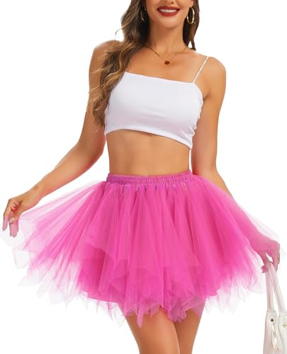 Wikoan Sottogonne da Donna da Donna Anni '50 Gonna da Balletto Vintage Sottoveste in Pizzo Gonna da Ballo per Cosplay,Rosa,S/M