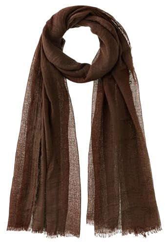Nydotd Women Summer Cotton Linen Scarf Crinkle Long Beach Shawl Wrap hijab with Fringe (Dark Brown, 71 x 35 Inch)