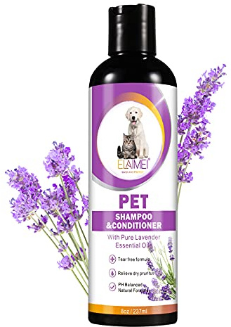 Hundeshampoo & Katzenshampoo 237ml – Mit Lavendel für empfindliche Haut – Natürliche Pflege gegen Juckreiz & trockene Haut – Beruhigender Duft – pH-neutral & vegan (Hunde & Katzen)