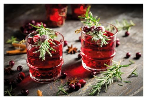 Wallario selbstklebendes Poster - Winterlicher Cranberry-Punsch mit Rosmarin, Aufkleber in Premiumqualität, Klebefolie Größe: 61 x 91,5 cm (Maxiposter)