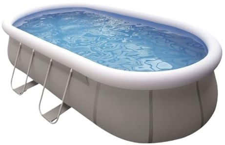 Piscina Ovale Con Struttura In Acciaio, Nuoto Fuori In PVC Resistente 5 M X 3,05 1,22 Pompa A Sabbia Da 800 Galloni, Giardino Familiare