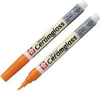 Sakura Pen-Touch Ceramglass Draw on Porcelain Glass Ceramics Fine 1mm (Orange)