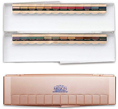 Mijello Mission Gold Class Poêles 24 Couleurs aquarelles avec Palette Set