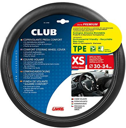 Lampa 32982 Lenkradbezug TPE Club, Schwarz/Schwarz, 30 – 34 cm