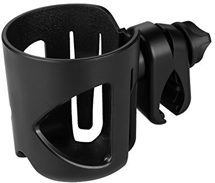 KINOEE Porte-gobelet universel, porte-gobelet pour poussette, grand calibre avec un crochet, rotation universelle à 360 degrés, noir