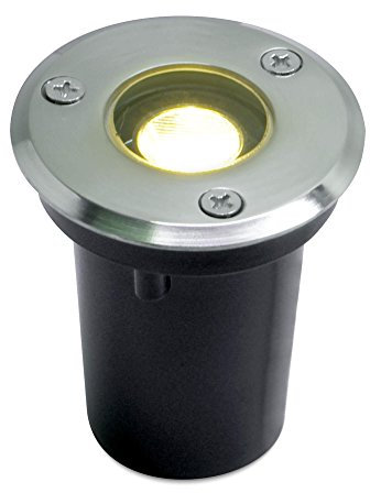 LED Bodeneinbaustrahler Sohra - Rund 1W für Aussen und innen IP65 in Edelstahl poliert - Warmweiß Echt-Glas LED warmweiß 230V Terrasse Garten Küche Wege