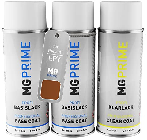 MG PRIME Bombes de peinture pour Renault EPY Orange Atacama Nacre + vernis | Desert Orange Pearl, Peinture voiture, Kit peinture de fond + base + vernis, bombes aérosols 400ml
