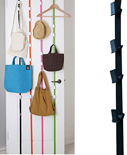 CHICTRY Over Door Straps Hanger Adjustable Door Holder Strap with Clothes Hats Bags Rack Hooks for Home Storage Organization