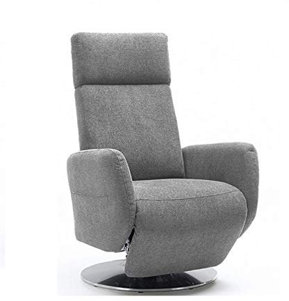 Cavadore TV-Sessel Cobra, Fernsehsessel mit 2 E-Motoren und Akku, Relaxfunktion, Liegefunktion, Ergonomie L, 71 x 112 x 82, Belastbar bis 130 kg, hellgrau