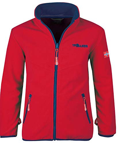 Trollkids Fleece Jacke Oppdal XT, Hellrot/Blau, Größe 164