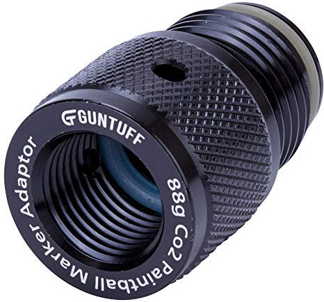 GunTuff 88g Paintball Co2 Adaptor - Converts 88g / 90g / 3.1oz Co2 Cartidges to Painball Guns/Markers - Black Anodised Aluminium Adapter