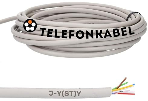Lapp 50 Meter 1591301 Telefonkabel 2x2x0,6 mm J-Y(ST) Y Telefonleitung 2x2x0,6 geschirmt I Fernmeldeleitung I Klingelleitung I Klingeldraht 4 adrig I Alarmkabel