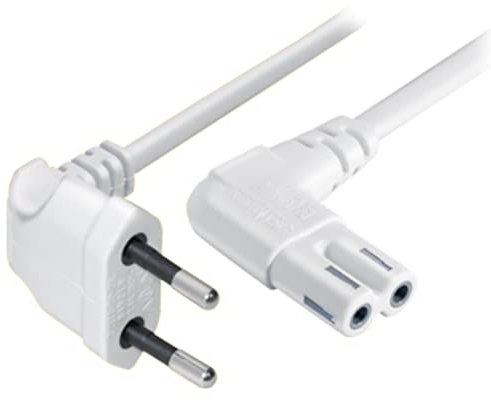 10m Euro Netzkabel C7 Fernseher Stromkabel, Kabel Gewinkelt Netzstecker auf Euro 8 Doppelbuchse Kleingerätekabel für Wireless Boxen, TV, Blu-Ray, Radio, Netzteile Weiss