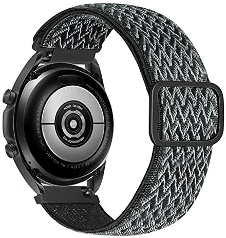MroTech Cinturino Compatibile con Samsung Galaxy Watch Active/Active2/Watch 3 41mm/4/4 Classic/5/5 PRO Braccialetto 20mm per Huawei GT3 42mm Braided Nylon Loop Elastico Intrecciato-Onda Grigio Canapa