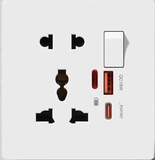 Universal UK / Europa / USA / Indien 5 Pin Single Double Switch Schnellladebuchse Zwei USB Ladeanschlüsse 13A - Fulinmen (weiß, Single - 2 USB)