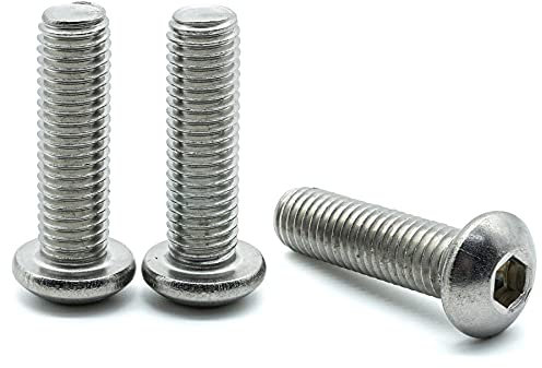 Hippo Hardware M4 (4mm X 6mm) Button Head Allen Bolts Hex Socket Screws A2 Stainless Steel (Pack of 3)