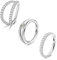 JeweBella 3 Paar 16G 316L Chirurgenstahl Body Helix Piercings Ohrringe 8/10mm Knorpel Hoop Clear CZ Paved Segment Conch Piercing Ring Unisex Creolen Septum Piercing Schmuck