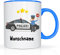 Print-Klex Tasse mit Namen und Polizeiauto Motiv Bedruckt Namenstasse Namensbecher Polizeitasse für Jungen Kindertasse Keramiktasse Weiß/Blau Geschenktasse Spruchtasse mit Druck Kinder Tasse 330ml