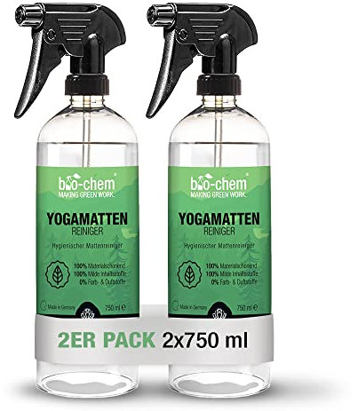 bio-chem Yogamatten-Reiniger - 2x 750 ml - für Kunststoff- Kork und Textilmatten Sportmatten Bodenmatten