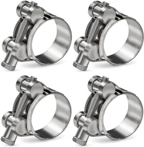 PEROMI 4 Pack 23-25mm T-Bolt Hose Clamp,Stainless Steel_304 Intercooler Pipe Tube Clamps,Turbo Pipe Clamps,Clamp Adjustable Range 0.9-1