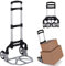 Faltbare Sackkarre, tragbar, zusammenklappbar, Aluminium, Gepäckwagen, Trolley, schwarz, maximale Traglast 81,6 kg, mit schwarzem Bungee-Seil, Teleskopgriff, solide Aluminium-Radaufhängungen,