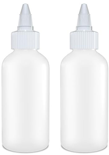 BRIGHTFROM Condiment Squeeze Bottles - 4 OZ Squirt Empty Bottles, Twist Top Cap, Leak Proof - Great for Ketchup, Mustard, Syrup, Sauces, Dressing, Oil, Arts and Crafts, BPA-FREE Plastic - Pack of 2