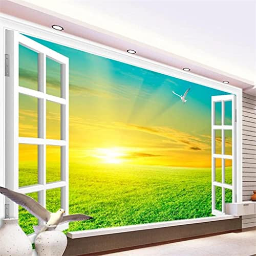 YABAOST Selbstklebendes Wandbild 400X280Cm 3D Wandtattoo Wandsticker Schlafzimmer Sonnenuntergang Wiese Landschaft Wanddeko Wandaufkleber Wohnzimmer Tapete Wasserdichtes Pvc Wandbild Hintergrund
