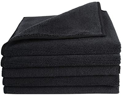loyocar love your car. Premium Mikrofaser Poliertuch | Extra saugstarke und schwere Qualität 300 g/m² | Hochwertiges Microfaser Pflegetuch für Lack, Auto und KFZ (40 x 40 cm | 5er Set, Schwarz)