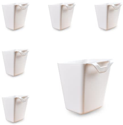 6 Pack Hanging Cup Holders, Wall Organizers, Rolling Cart Accessories Hanging Pen Holders Storage Containers Hanging Buckets for Home Decor Office, Kitchen, Art & Craft Supplies Accessories (White)