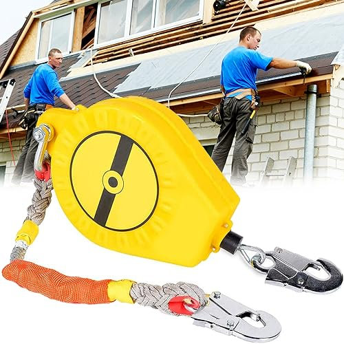 Höhensicherungsgerät, 3m-20m Absturzsicherung Einziehbar mit Stahlseil, Absturzsicherung Abseilgerät für Dach und Arbeiten in der Höhe, Klettern Sicherungsgerät, Belastung: 150kg(Size:20m)