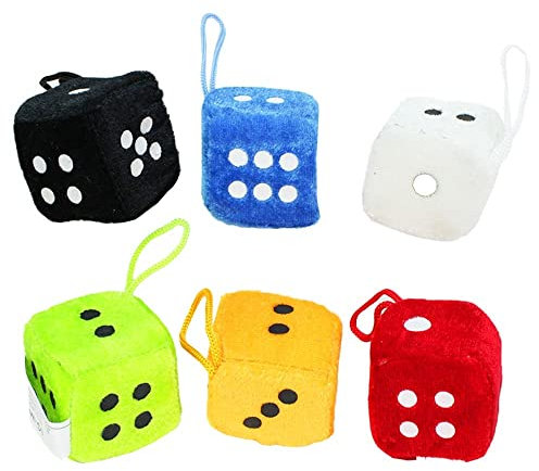 BEMIRO 24x Plüschwürfel LKW für Trucks inkl. Schlaufe, Würfel Bunt, Würfel Set, Würfel Plüsch, Stoff Würfel