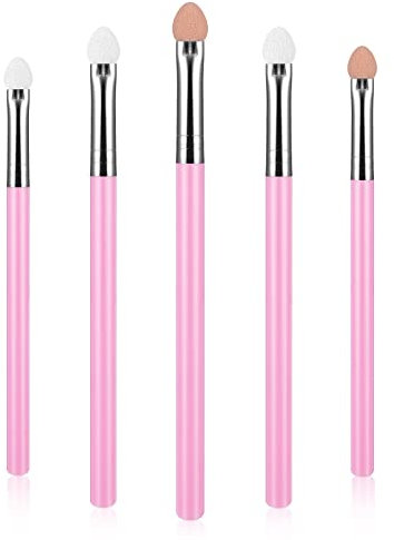 WLLHYF Eyeshadow Makeup Brushes Portable Reusable Eye Shadow Applicator Brush Set Washable Dual Sides Soft Sponge Makeup Applicator Brush for Eyeshadow, Blending (5pcs, Pink)