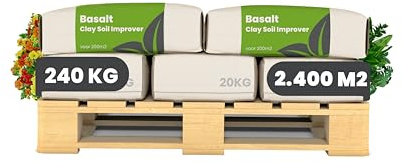 Basaltmehl - 240 kg für 2.400 m2 - Naturbelassenes Urgesteinsmehl Für Gesunde Pflanzen Und Bodenverbesserung - Reich An Spurenelementen - Organifer