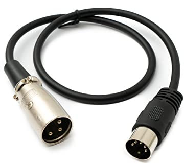System-S Cable de audio de 50 cm XLR de 3 pines macho a DIN 5 pines adaptador en negro
