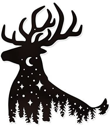 nbeads Rentier Metall Wanddeko, Schwarze Wand hängende Dekor Eisen Silhouette Wandkunst für Haus Schlafzimmer Wohnzimmer Garten Hotel Büro Wand Weihnachtsfest Dekoration Geschenk, 26.7x30 cm