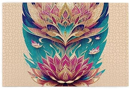 Eule und Lotus-Puzzles für Erwachsene, 1000 Teile, interessante Holzpuzzles, Stressabbau-Puzzles mit Box