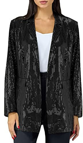Taifun Blazer Damen - Einfarbiges Damen-Paillettenrevers mit zwei Taschen Mantel Jacken Damen Winter