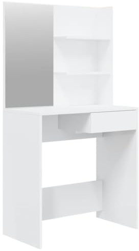 vidaXL Schminktisch mit Spiegel Hochglanz-Weiß 74,5x40x141 cm