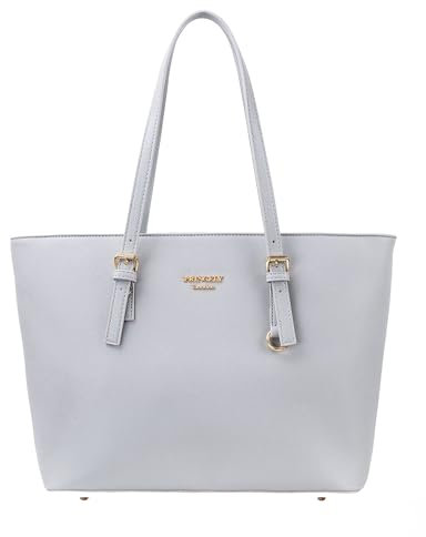 Princely London Shopper Beverly Medium - Stylische Handtasche Damen - Geräumige Shopper-Tasche mit Reißverschluss & Innenfächern - Kreidegrau